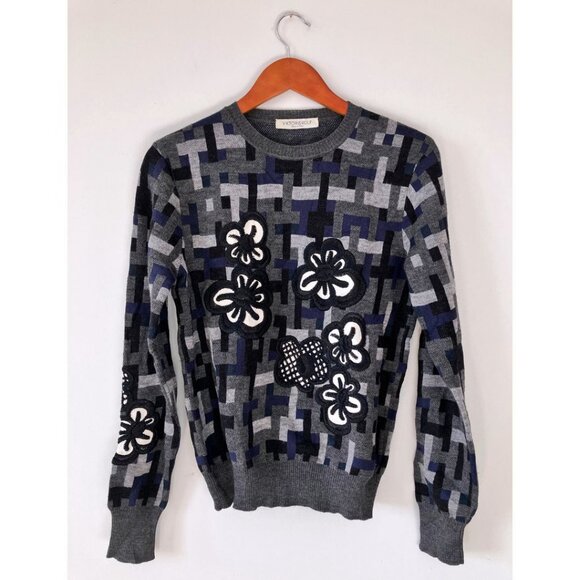 Viktor & Rolf Geometric Floral Print Knit Sweater Multi Size Medium - Picture 2 of 8